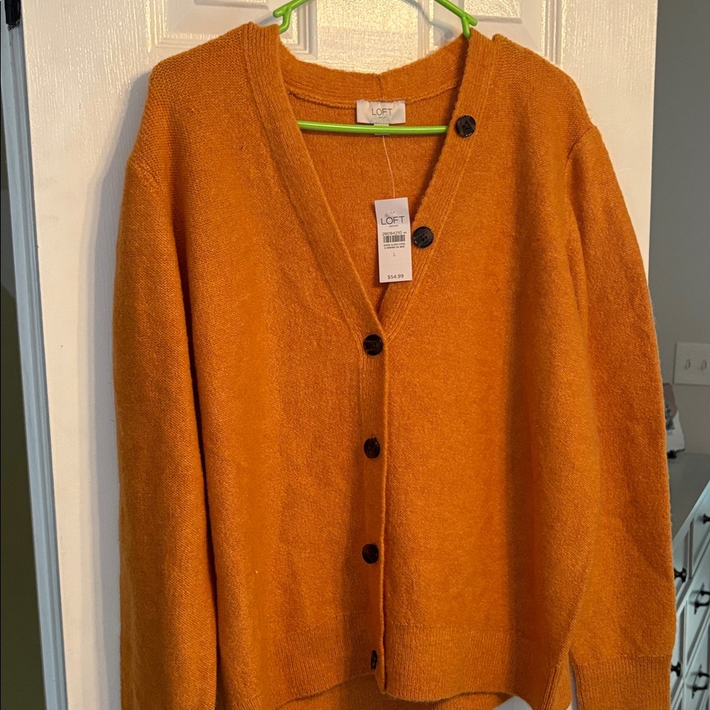 NWT LOFT Women's Vibrant golden color Cardigan. Size large